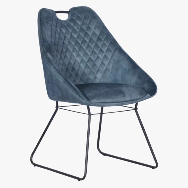CHAISE DE SALLE A MANGER CAPITONNEE VERT AVEC TIRE MAIN NOIRE